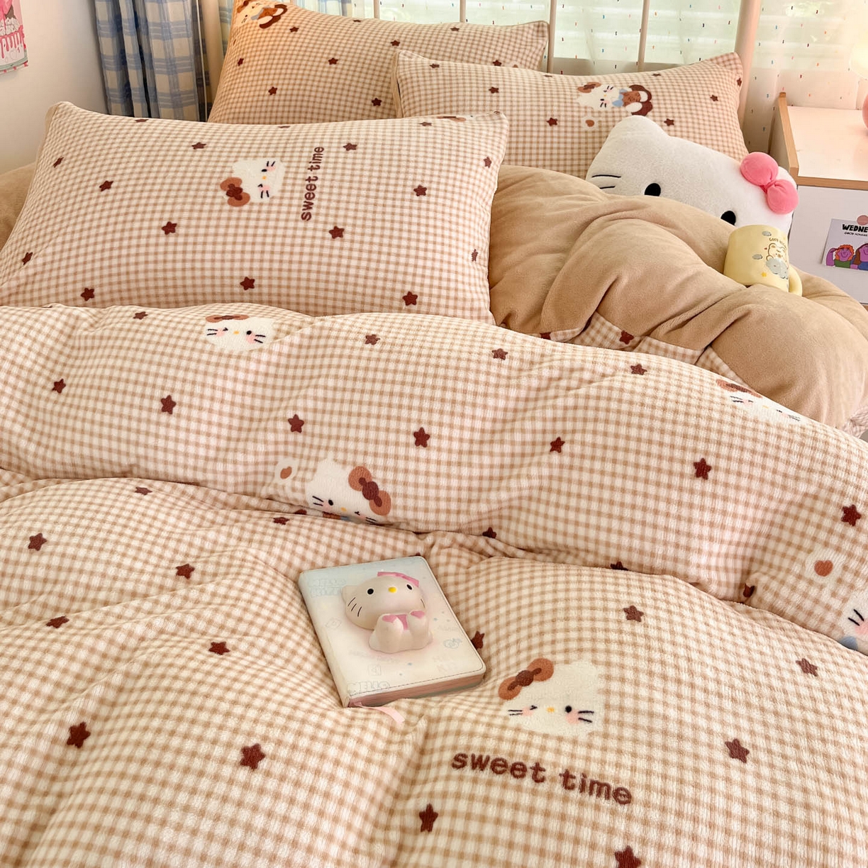 91家纺网 家纺一手货源 找家纺 贝扬思家纺 2025新款软fufu加厚保暖可爱系牛奶绒宿舍床套件系列（小红书推荐）（提供买家秀） 可可猫星
