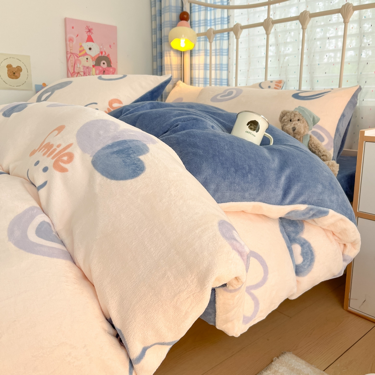 91家纺网 家纺一手货源 找家纺 贝扬思家纺 2025新款软fufu加厚保暖可爱系牛奶绒宿舍床套件系列（小红书推荐）（提供买家秀） 蜡笔心
