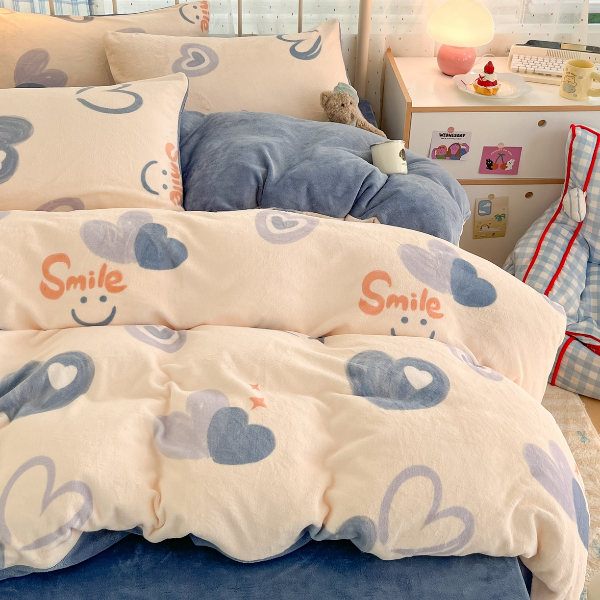 91家纺网 家纺一手货源 找家纺 贝扬思家纺 2025新款软fufu加厚保暖可爱系牛奶绒宿舍床套件系列（小红书推荐）（提供买家秀） 蜡笔心
