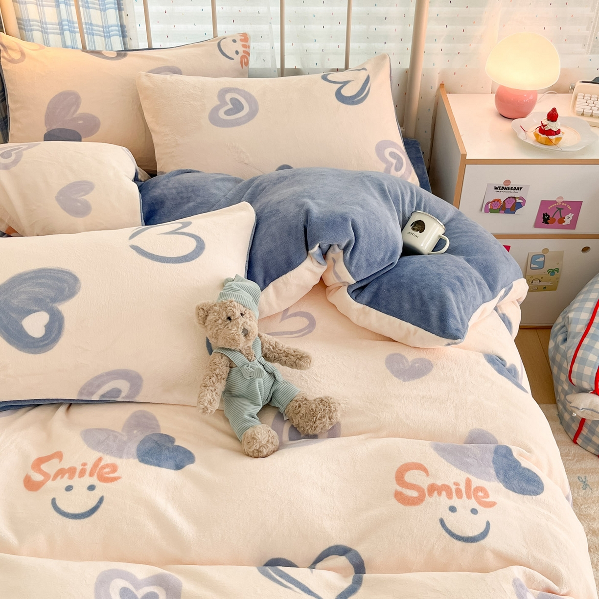 91家纺网 家纺一手货源 找家纺 贝扬思家纺 2025新款软fufu加厚保暖可爱系牛奶绒宿舍床套件系列（小红书推荐）（提供买家秀） 蜡笔心