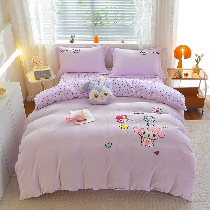 91家纺网 家纺一手货源 找家纺 （总）美洲琳 2025新款卡通牛奶绒高克重四件套