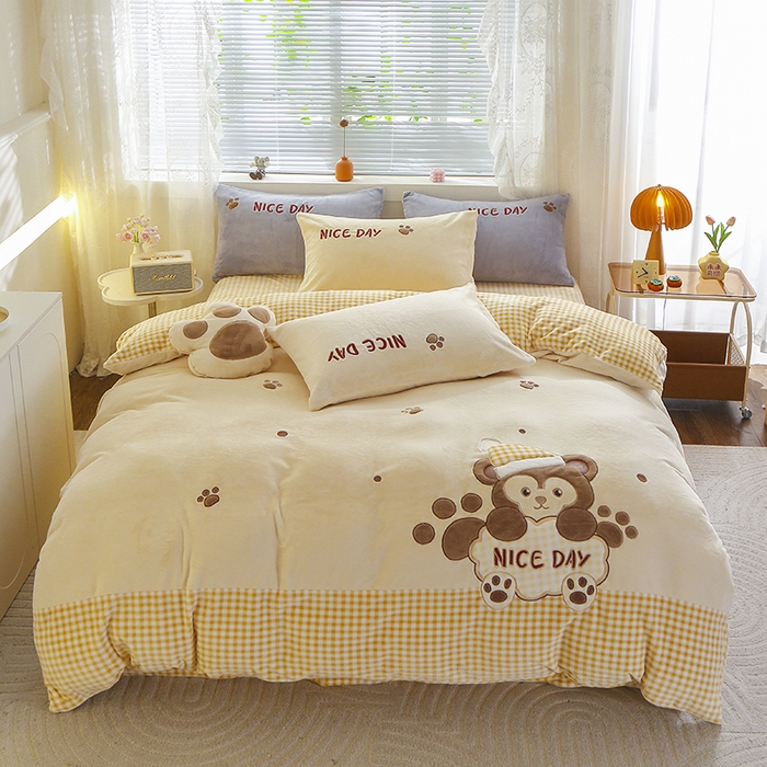 91家纺网 家纺一手货源 找家纺 （总）美洲琳 2025新款卡通牛奶绒高克重四件套