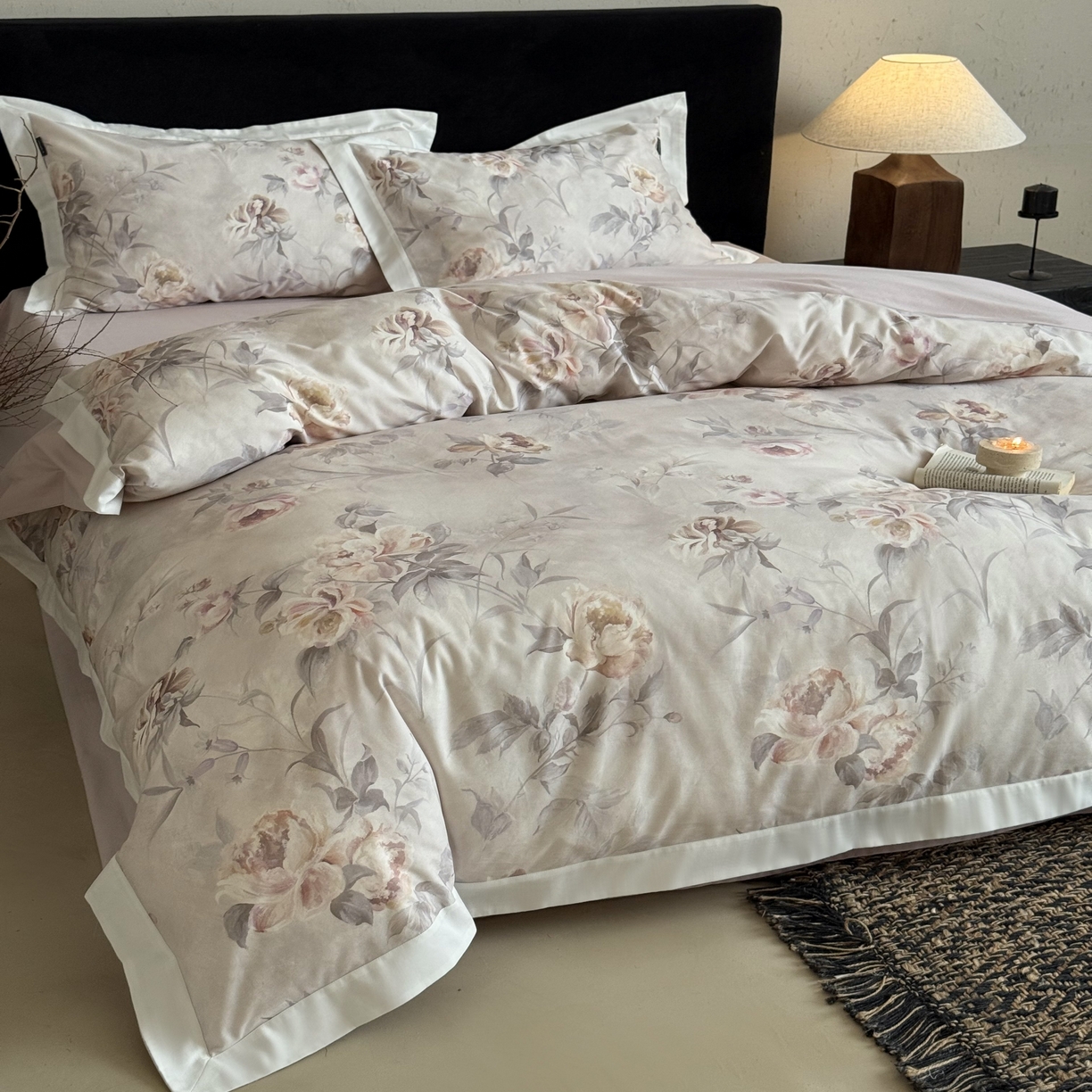 91家纺网 家纺一手货源 找家纺 （总）鹿班家居 2025新款100S全棉纯棉磨毛数码印花四件套-云水谣（标准会员-20元）