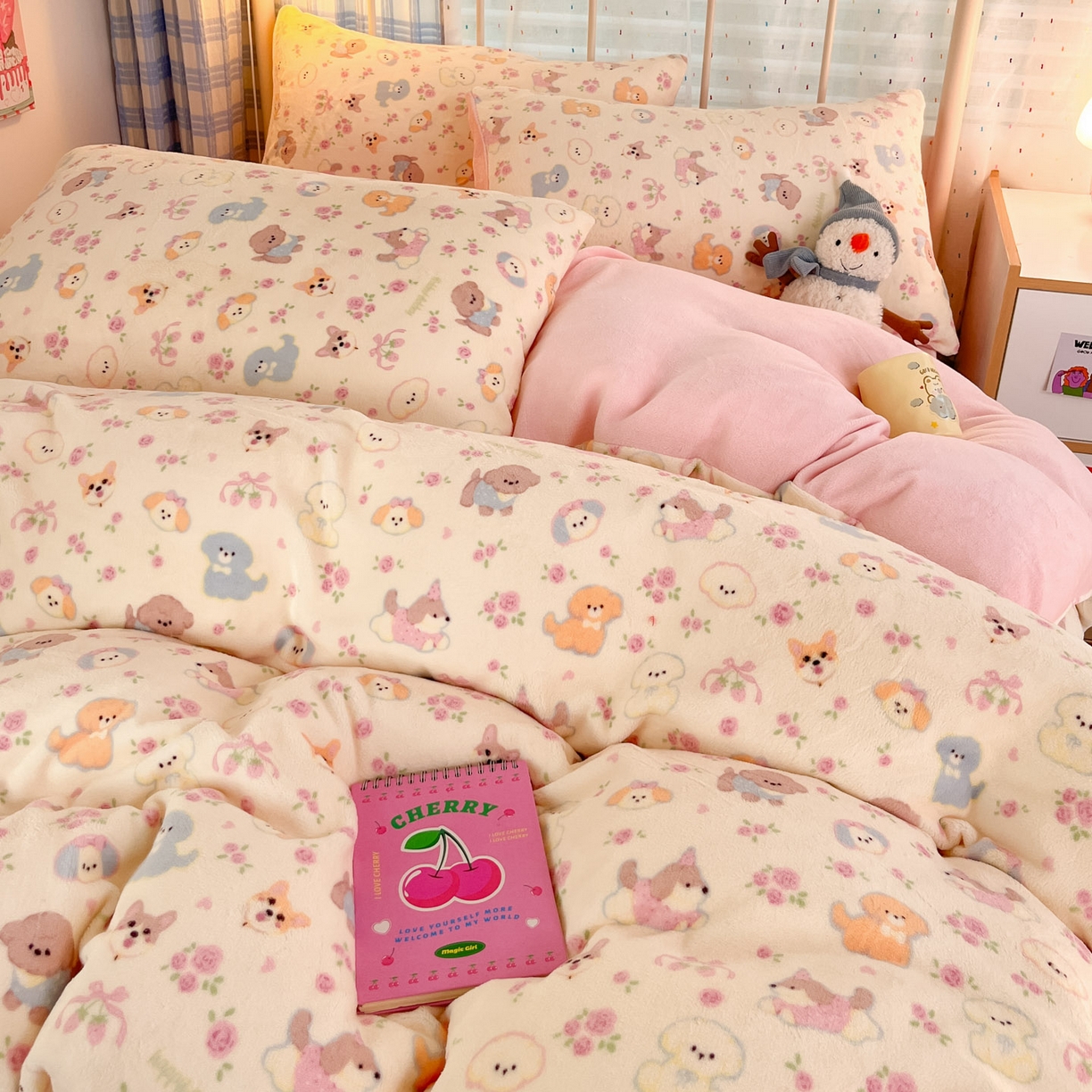 91家纺网 家纺一手货源 找家纺 贝扬思家纺 2025新款软fufu加厚保暖可爱系牛奶绒宿舍床套件系列（小红书推荐）（提供买家秀） 卖萌修狗