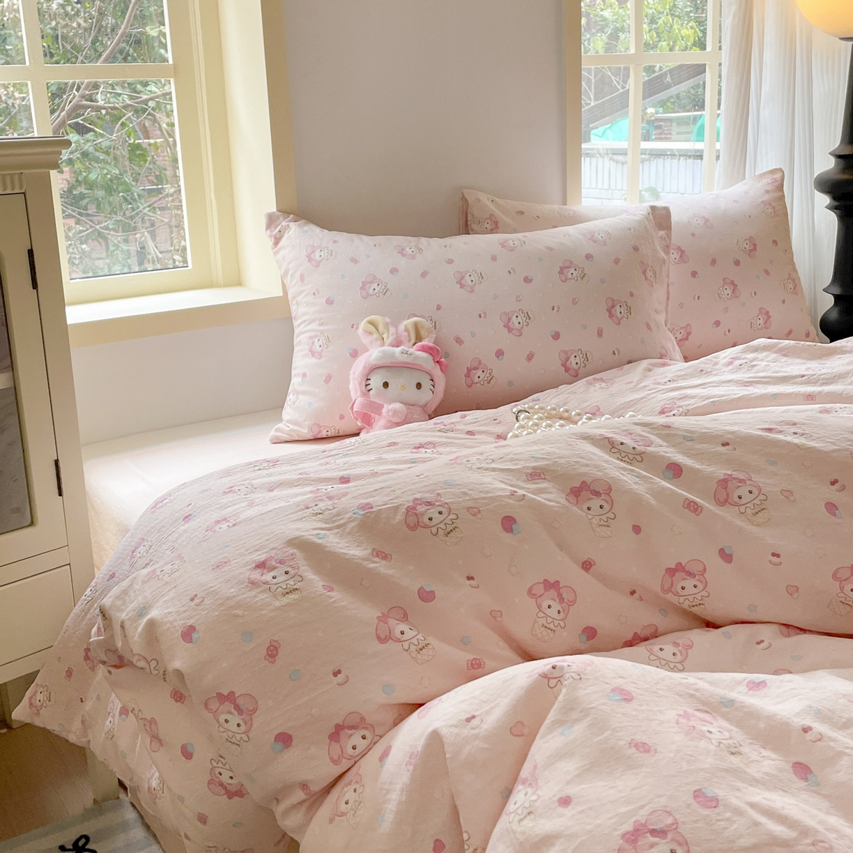 91家纺网 家纺一手货源 找家纺 铺尚美家纺 2025新款云感提花双层纱系列 小美冰激凌