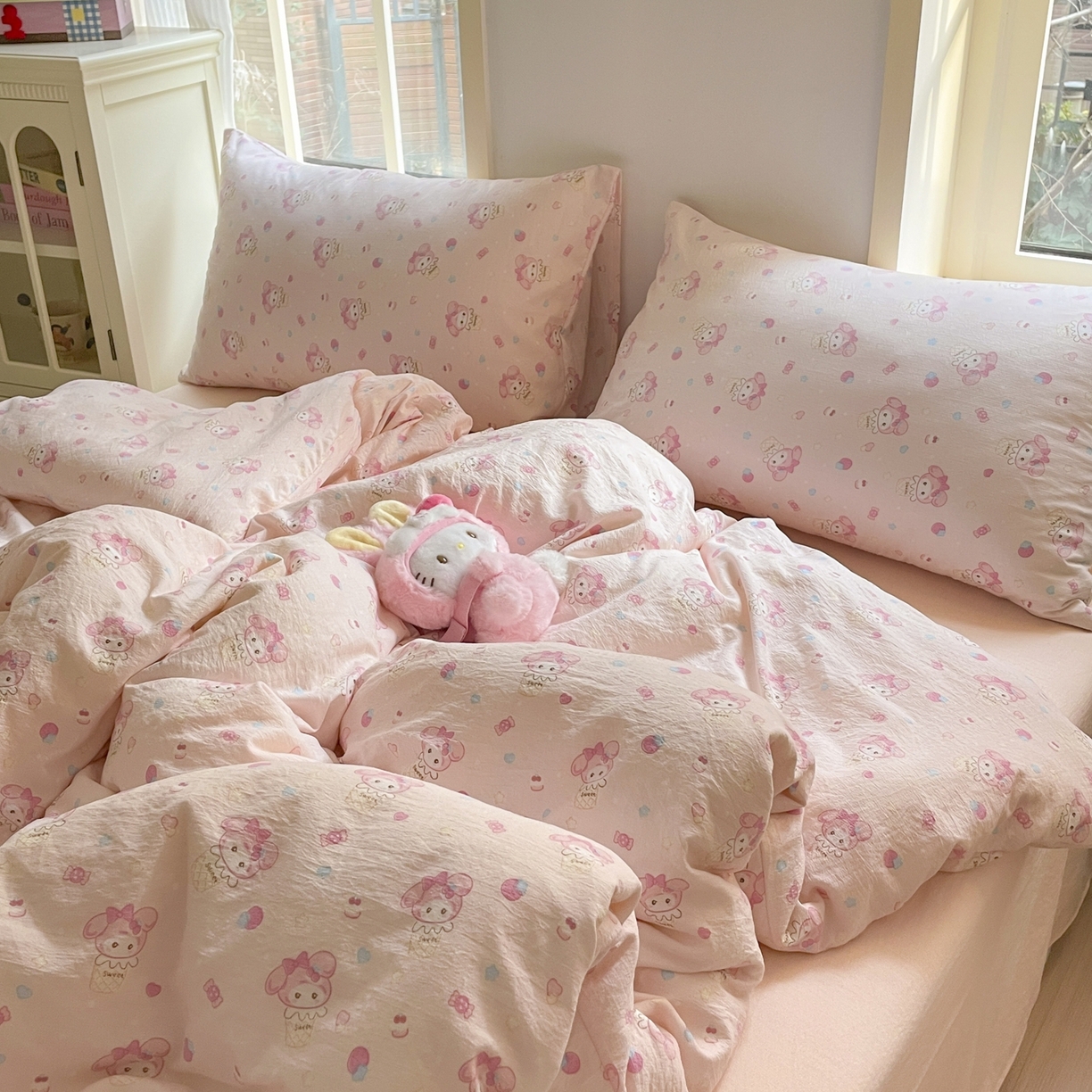 91家纺网 家纺一手货源 找家纺 铺尚美家纺 2025新款云感提花双层纱系列 小美冰激凌