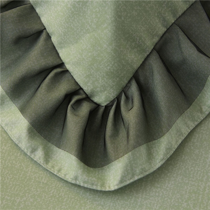 91家纺网 家纺一手货源 找家纺 后庭寝室 2025新款纯色磨毛黑蕾丝四件套-秘密花园 秘密花园-橄榄绿