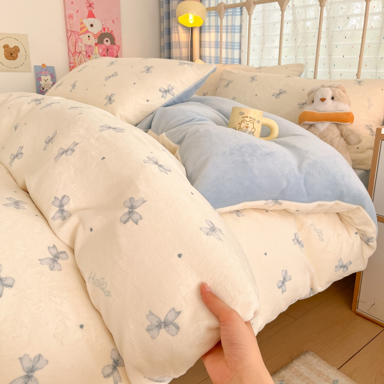 91家纺网 家纺一手货源 找家纺 贝扬思家纺 2025新款软fufu加厚保暖可爱系牛奶绒宿舍床套件系列（小红书推荐）（提供买家秀） 梦幻