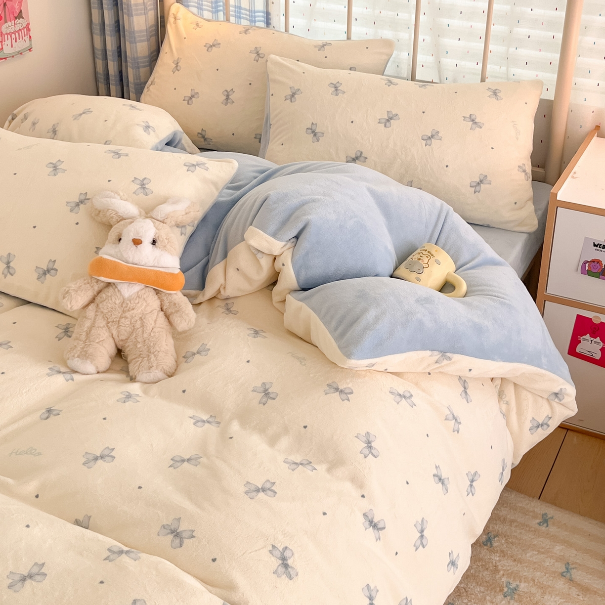 91家纺网 家纺一手货源 找家纺 贝扬思家纺 2025新款软fufu加厚保暖可爱系牛奶绒宿舍床套件系列（小红书推荐）（提供买家秀） 梦幻