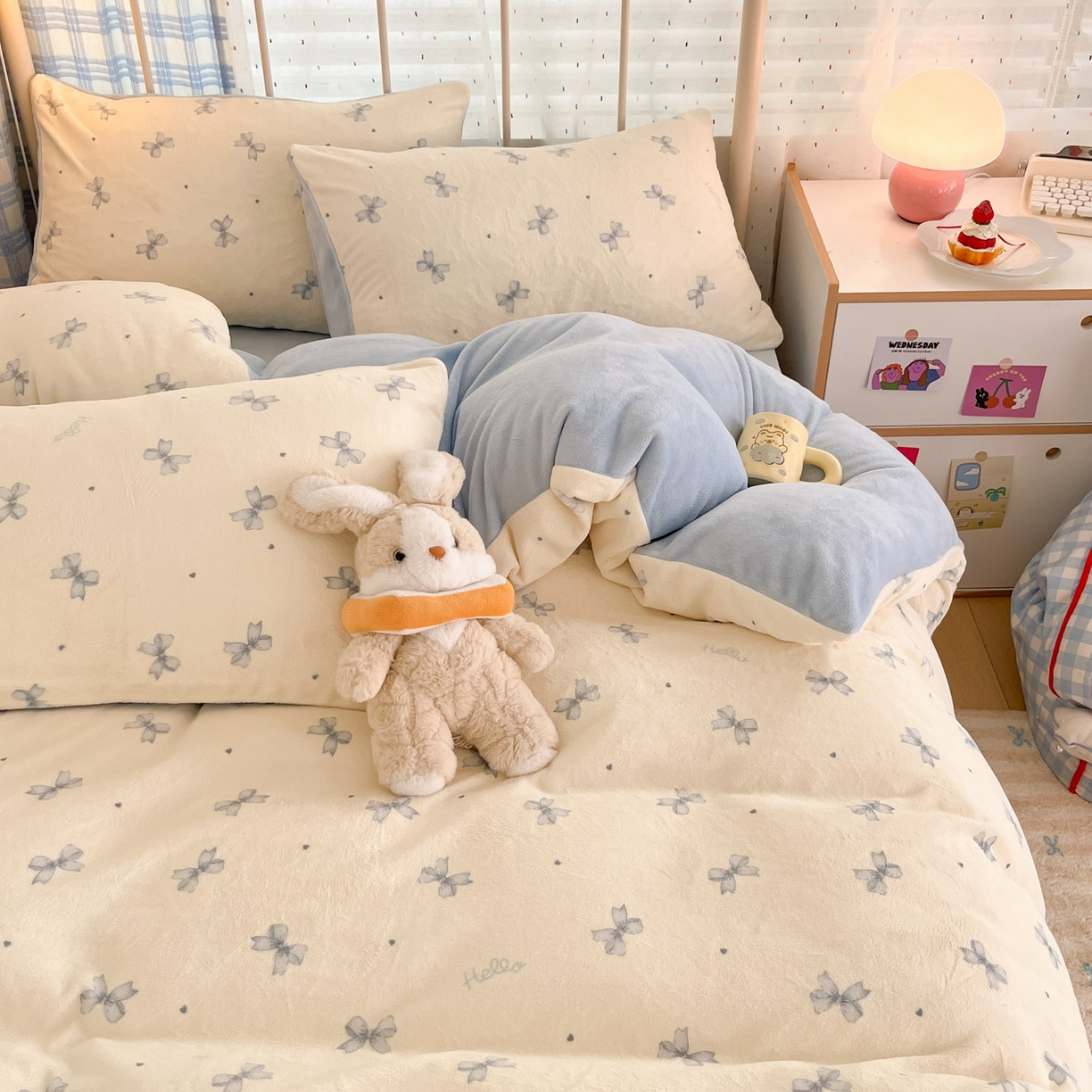 91家纺网 家纺一手货源 找家纺 贝扬思家纺 2025新款软fufu加厚保暖可爱系牛奶绒宿舍床套件系列（小红书推荐）（提供买家秀） 梦幻