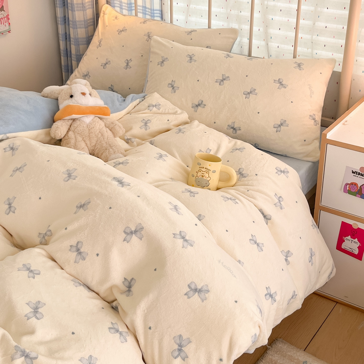 91家纺网 家纺一手货源 找家纺 贝扬思家纺 2025新款软fufu加厚保暖可爱系牛奶绒宿舍床套件系列（小红书推荐）（提供买家秀） 梦幻