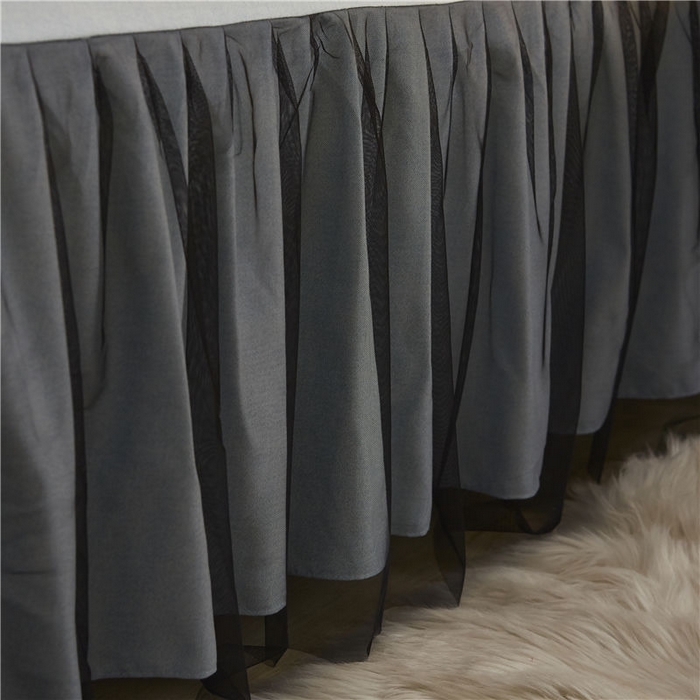 91家纺网 家纺一手货源 找家纺 后庭寝室 2025新款纯色磨毛黑蕾丝四件套-秘密花园 秘密花园-纳瓦拉蓝