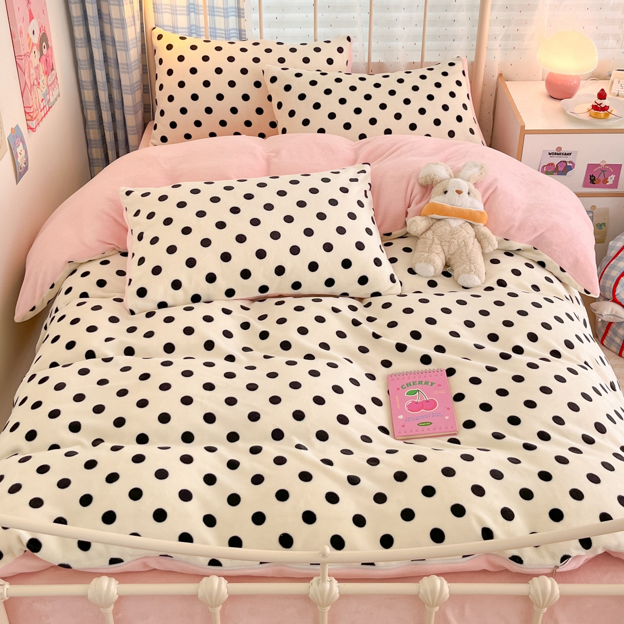 91家纺网 家纺一手货源 找家纺 贝扬思家纺 2025新款软fufu加厚保暖可爱系牛奶绒宿舍床套件系列（小红书推荐）（提供买家秀） 米珍珠