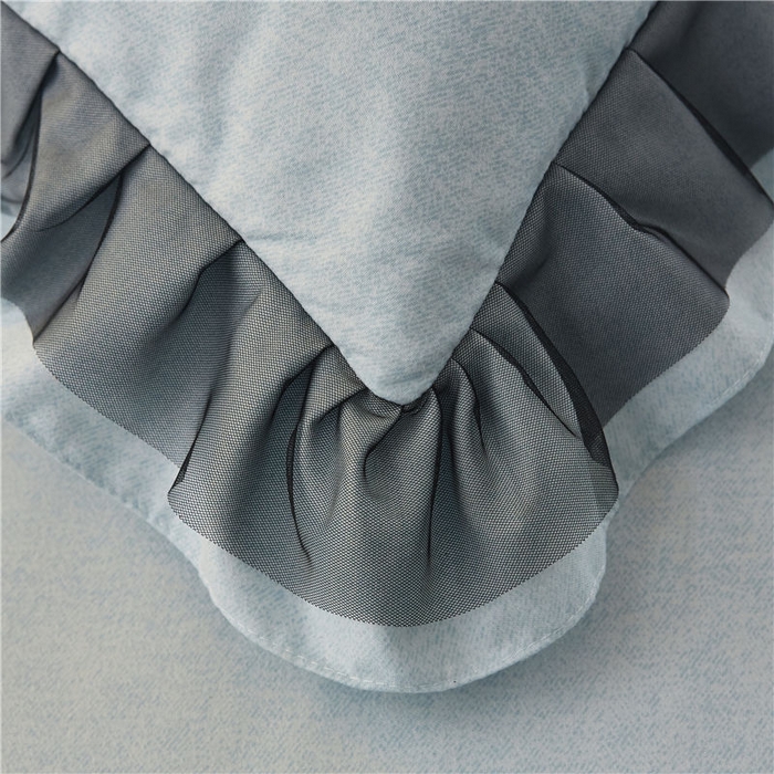 91家纺网 家纺一手货源 找家纺 后庭寝室 2025新款纯色磨毛黑蕾丝四件套-秘密花园 秘密花园-纳瓦拉蓝