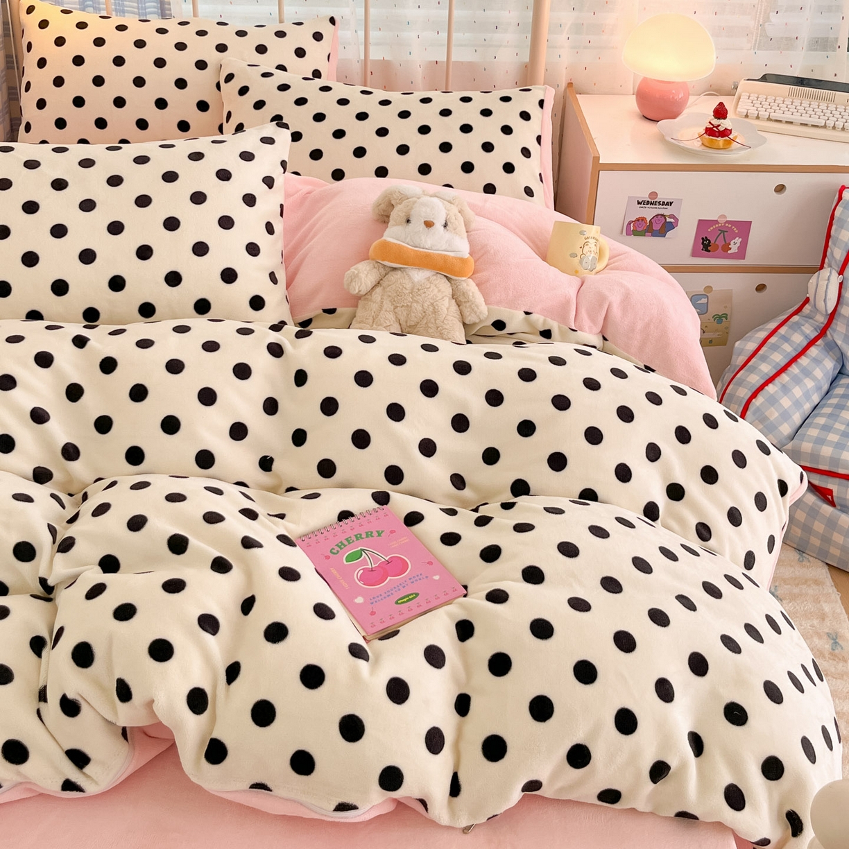 91家纺网 家纺一手货源 找家纺 贝扬思家纺 2025新款软fufu加厚保暖可爱系牛奶绒宿舍床套件系列（小红书推荐）（提供买家秀） 米珍珠