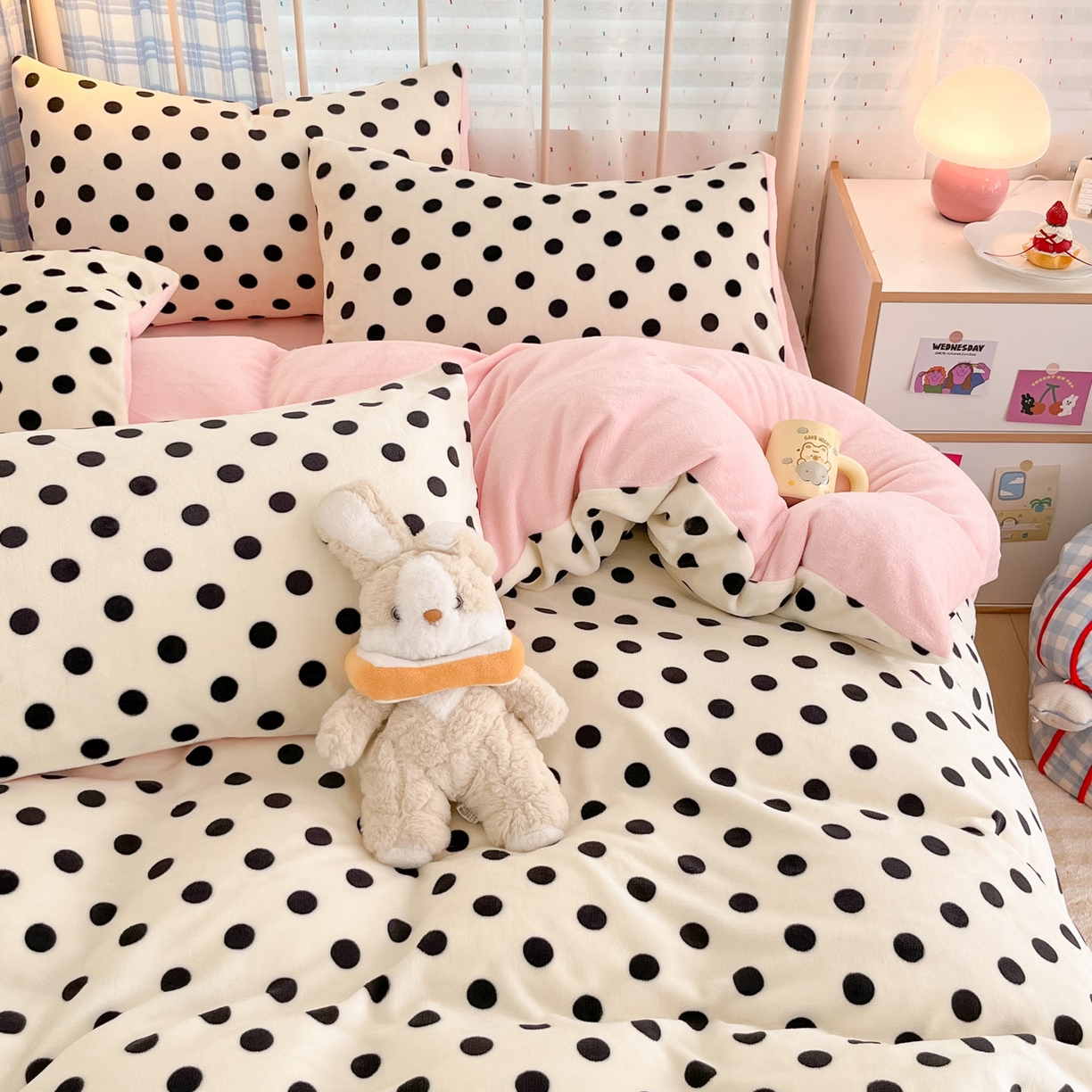 91家纺网 家纺一手货源 找家纺 贝扬思家纺 2025新款软fufu加厚保暖可爱系牛奶绒宿舍床套件系列（小红书推荐）（提供买家秀） 米珍珠