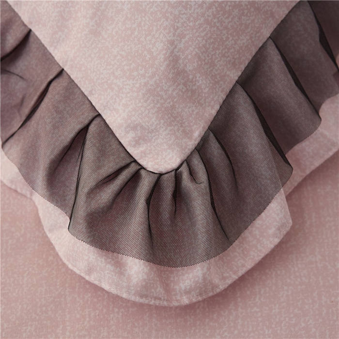 91家纺网 家纺一手货源 找家纺 后庭寝室 2025新款纯色磨毛黑蕾丝四件套-秘密花园 秘密花园-藕荷玉