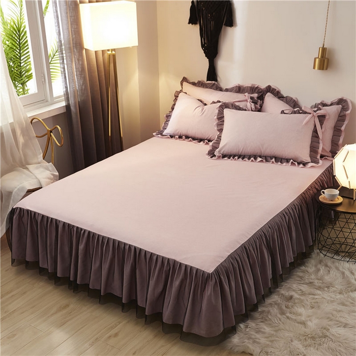 91家纺网 家纺一手货源 找家纺 后庭寝室 2025新款纯色磨毛黑蕾丝四件套-秘密花园 秘密花园-藕荷玉