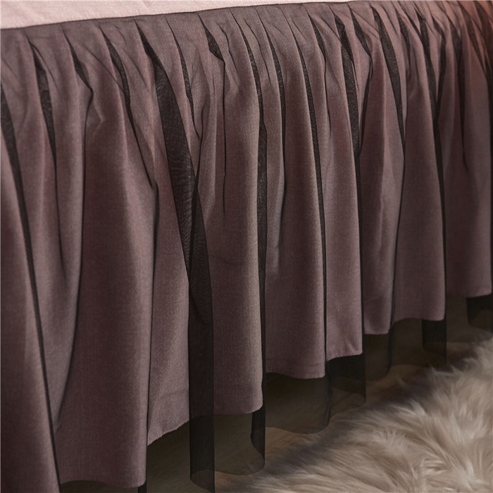 91家纺网 家纺一手货源 找家纺 后庭寝室 2025新款纯色磨毛黑蕾丝四件套-秘密花园 秘密花园-藕荷玉