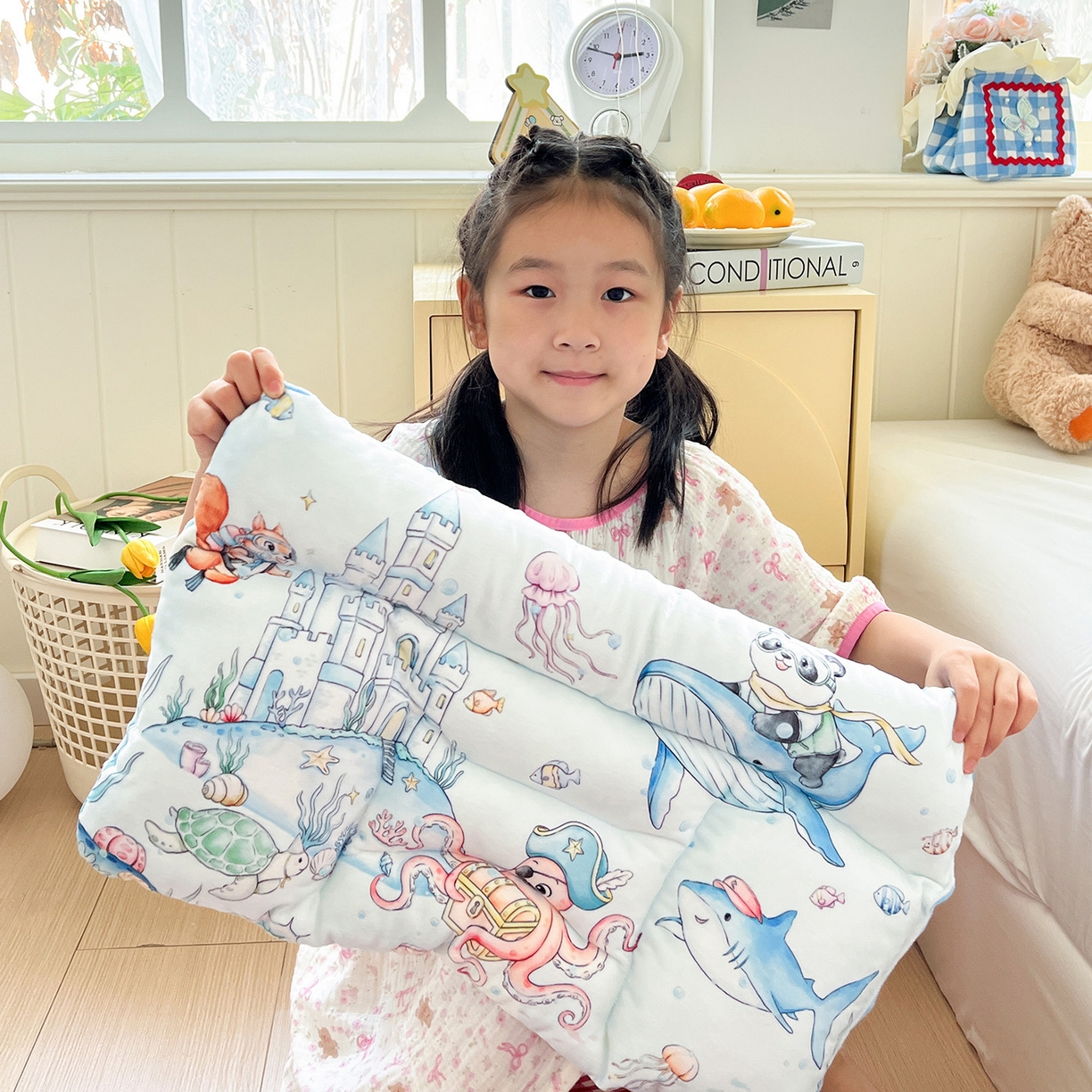 91家纺网 家纺一手货源 找家纺 沁童儿童用品店 2025新款小环抱MAX防踢被儿童被被子被芯 海底