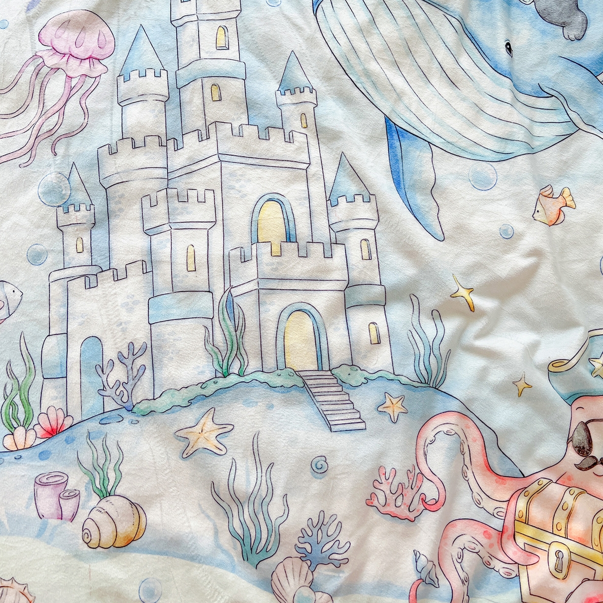 91家纺网 家纺一手货源 找家纺 沁童儿童用品店 2025新款小环抱MAX防踢被儿童被被子被芯 海底