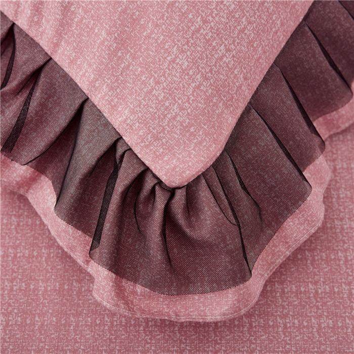 91家纺网 家纺一手货源 找家纺 后庭寝室 2025新款纯色磨毛黑蕾丝四件套-秘密花园 秘密花园-日珥红