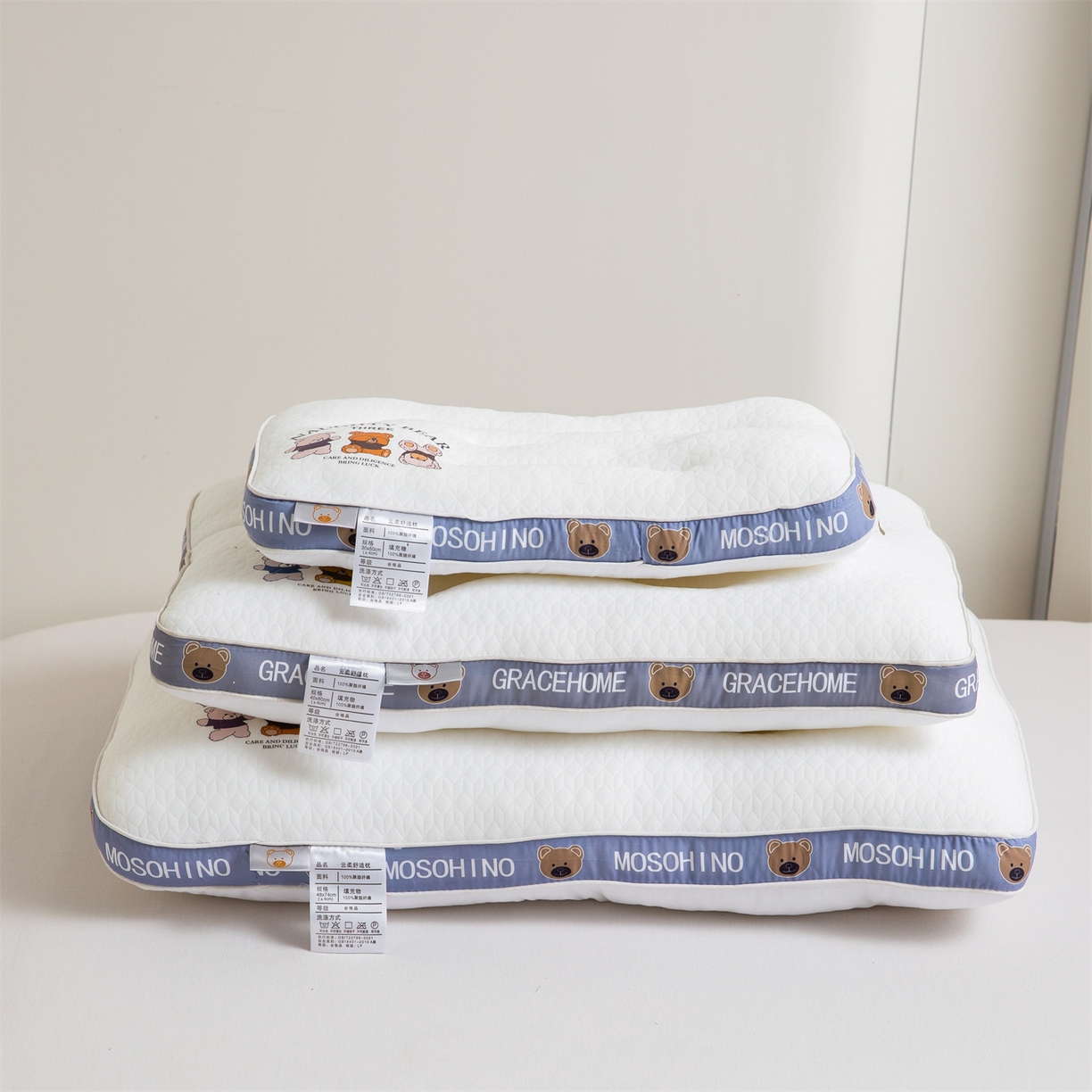 91家纺网 家纺一手货源 找家纺 （总）凌云家纺 2025新款针织小熊枕爆款小熊枕芯儿童30*50小枕头学生40*60低枕成人48*74枕芯