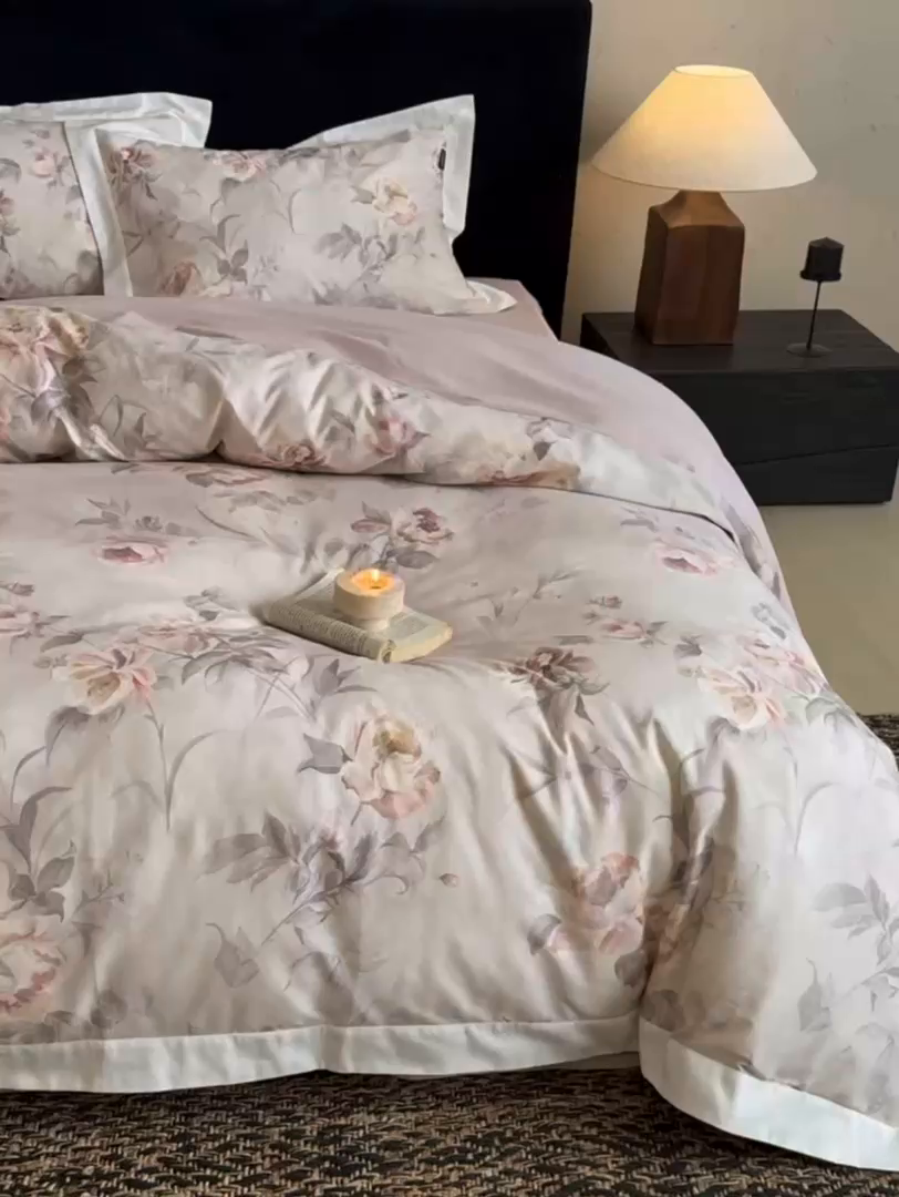 91家纺网 家纺一手货源 找家纺 （总）鹿班家居 2025新款100S全棉纯棉磨毛数码印花四件套-云水谣（标准会员-20元）