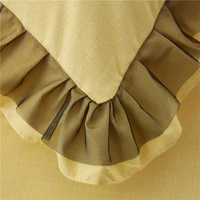 91家纺网 家纺一手货源 找家纺 后庭寝室 2025新款纯色磨毛黑蕾丝四件套-秘密花园 秘密花园-闪耀黄