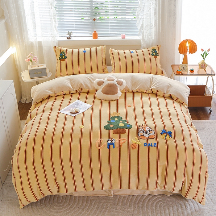 美洲琳 2025新款卡通牛奶绒高克重四件套 奇奇的礼物-米杏