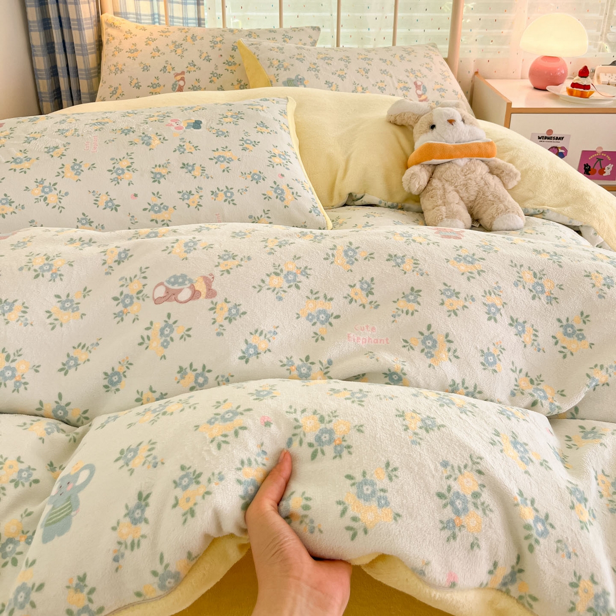91家纺网 家纺一手货源 找家纺 贝扬思家纺 2025新款软fufu加厚保暖可爱系牛奶绒宿舍床套件系列（小红书推荐）（提供买家秀） 茉莉小象