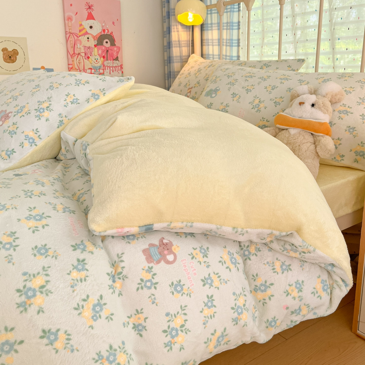 91家纺网 家纺一手货源 找家纺 贝扬思家纺 2025新款软fufu加厚保暖可爱系牛奶绒宿舍床套件系列（小红书推荐）（提供买家秀） 茉莉小象