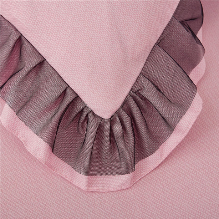 91家纺网 家纺一手货源 找家纺 后庭寝室 2025新款纯色磨毛黑蕾丝四件套-秘密花园 秘密花园-少女粉