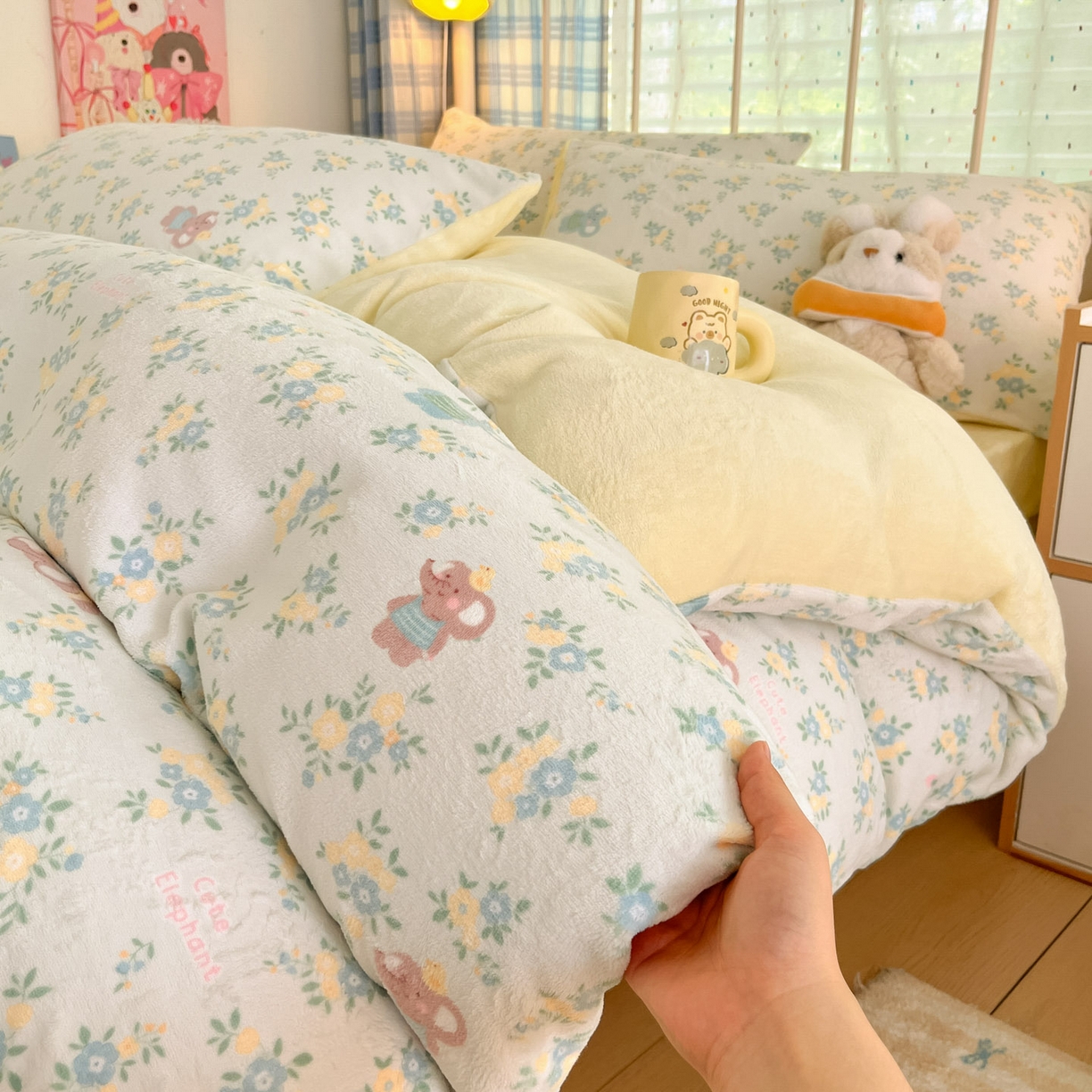 91家纺网 家纺一手货源 找家纺 贝扬思家纺 2025新款软fufu加厚保暖可爱系牛奶绒宿舍床套件系列（小红书推荐）（提供买家秀） 茉莉小象
