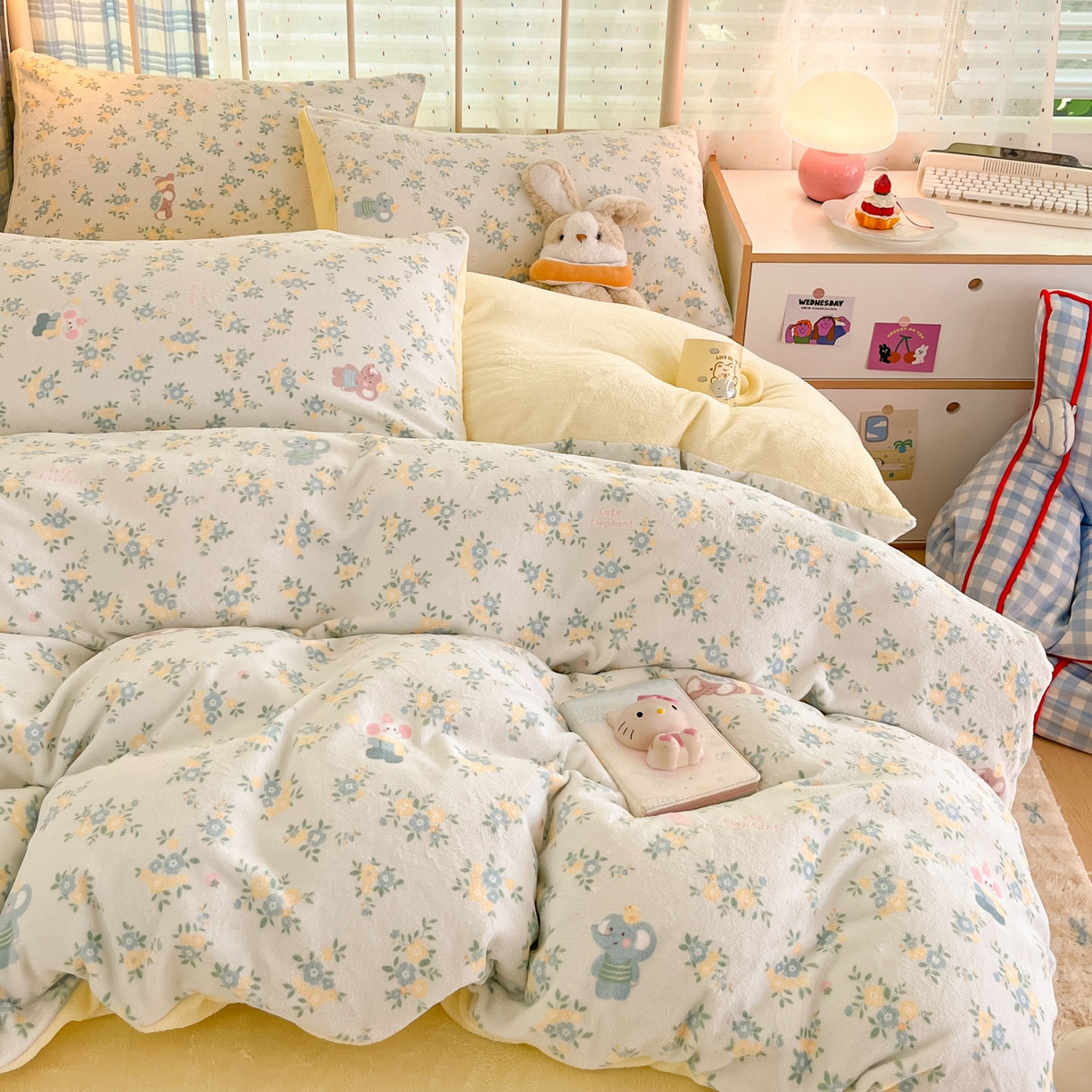 91家纺网 家纺一手货源 找家纺 贝扬思家纺 2025新款软fufu加厚保暖可爱系牛奶绒宿舍床套件系列（小红书推荐）（提供买家秀） 茉莉小象