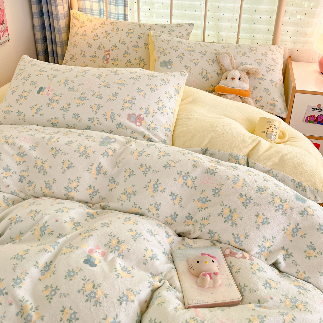 91家纺网 家纺一手货源 找家纺 贝扬思家纺 2025新款软fufu加厚保暖可爱系牛奶绒宿舍床套件系列（小红书推荐）（提供买家秀） 茉莉小象