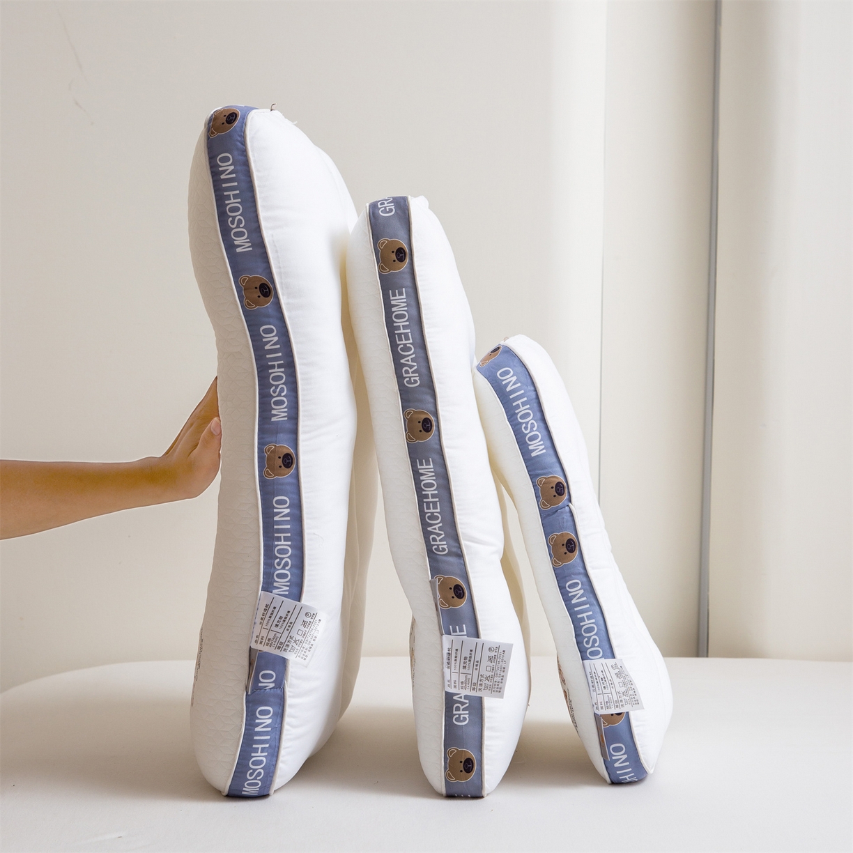 91家纺网 家纺一手货源 找家纺 凌云家纺 2025新款针织小熊枕爆款小熊枕芯儿童30*50小枕头学生40*60低枕成人48*74枕芯 成人枕48*74cm/只 针织小熊枕