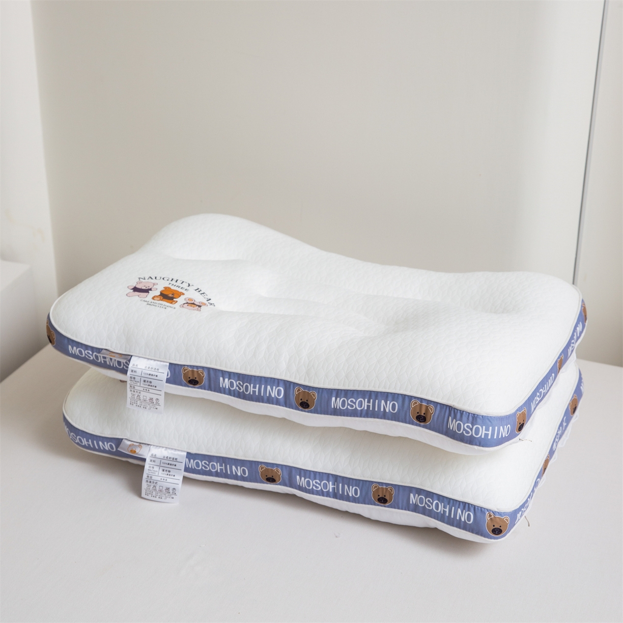 91家纺网 家纺一手货源 找家纺 凌云家纺 2025新款针织小熊枕爆款小熊枕芯儿童30*50小枕头学生40*60低枕成人48*74枕芯 成人枕48*74cm/只 针织小熊枕