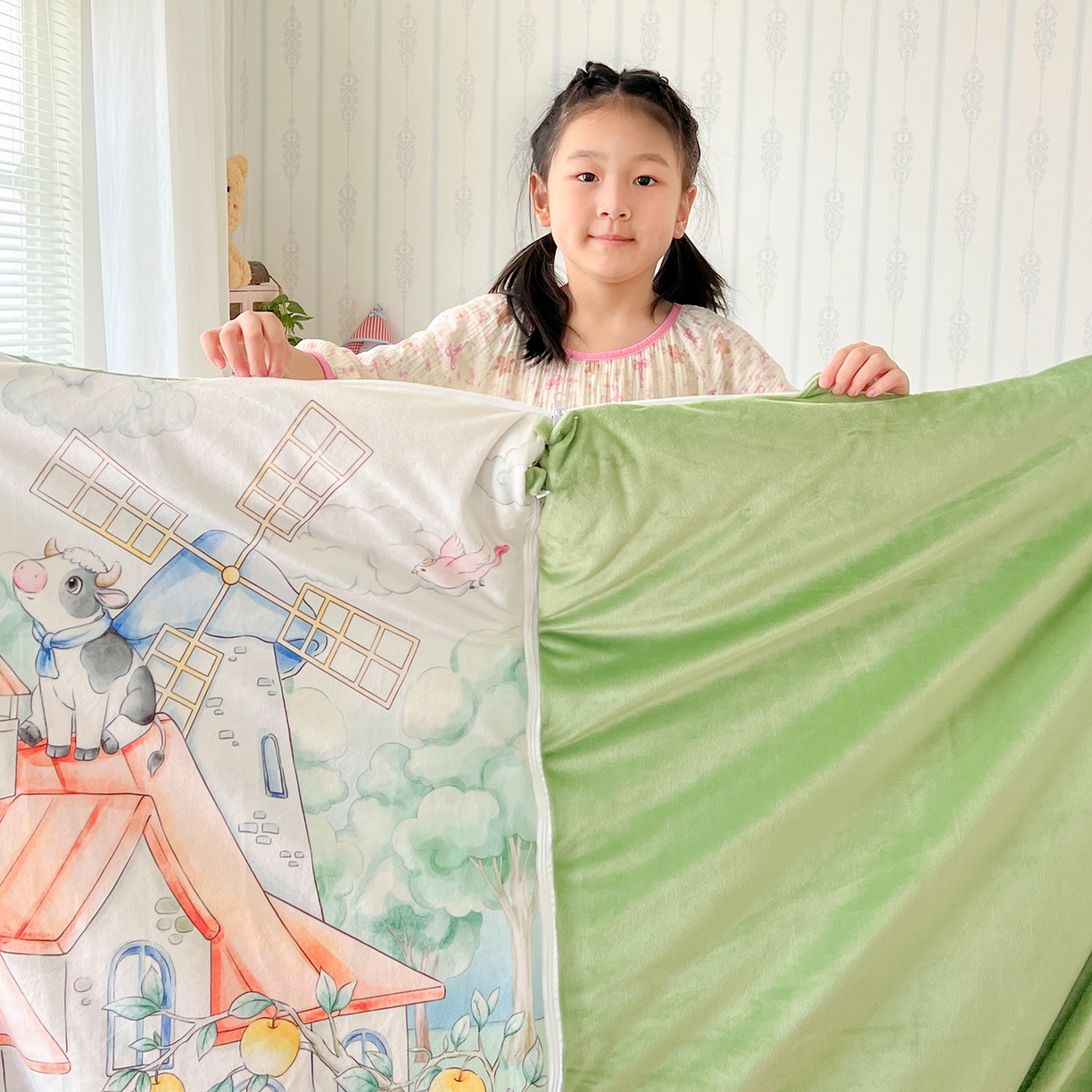 91家纺网 家纺一手货源 找家纺 沁童儿童用品店 2025新款小环抱MAX防踢被儿童被被子被芯 农场乐园