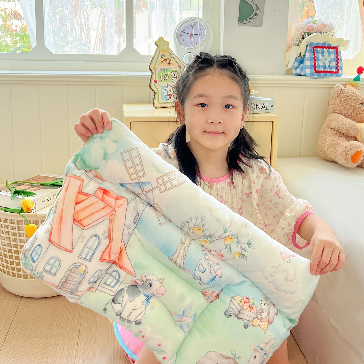 91家纺网 家纺一手货源 找家纺 沁童儿童用品店 2025新款小环抱MAX防踢被儿童被被子被芯 农场乐园