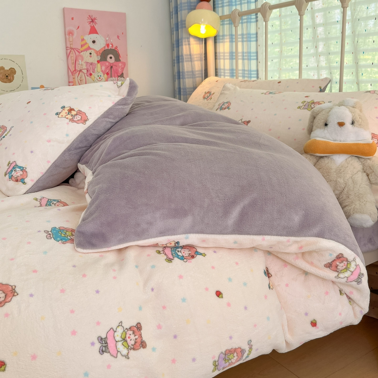 91家纺网 家纺一手货源 找家纺 贝扬思家纺 2025新款软fufu加厚保暖可爱系牛奶绒宿舍床套件系列（小红书推荐）（提供买家秀） 奶糖少女
