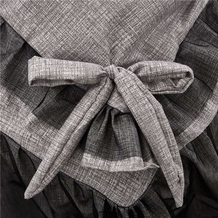 91家纺网 家纺一手货源 找家纺 后庭寝室 2025新款纯色磨毛黑蕾丝四件套-秘密花园 秘密花园-星云灰