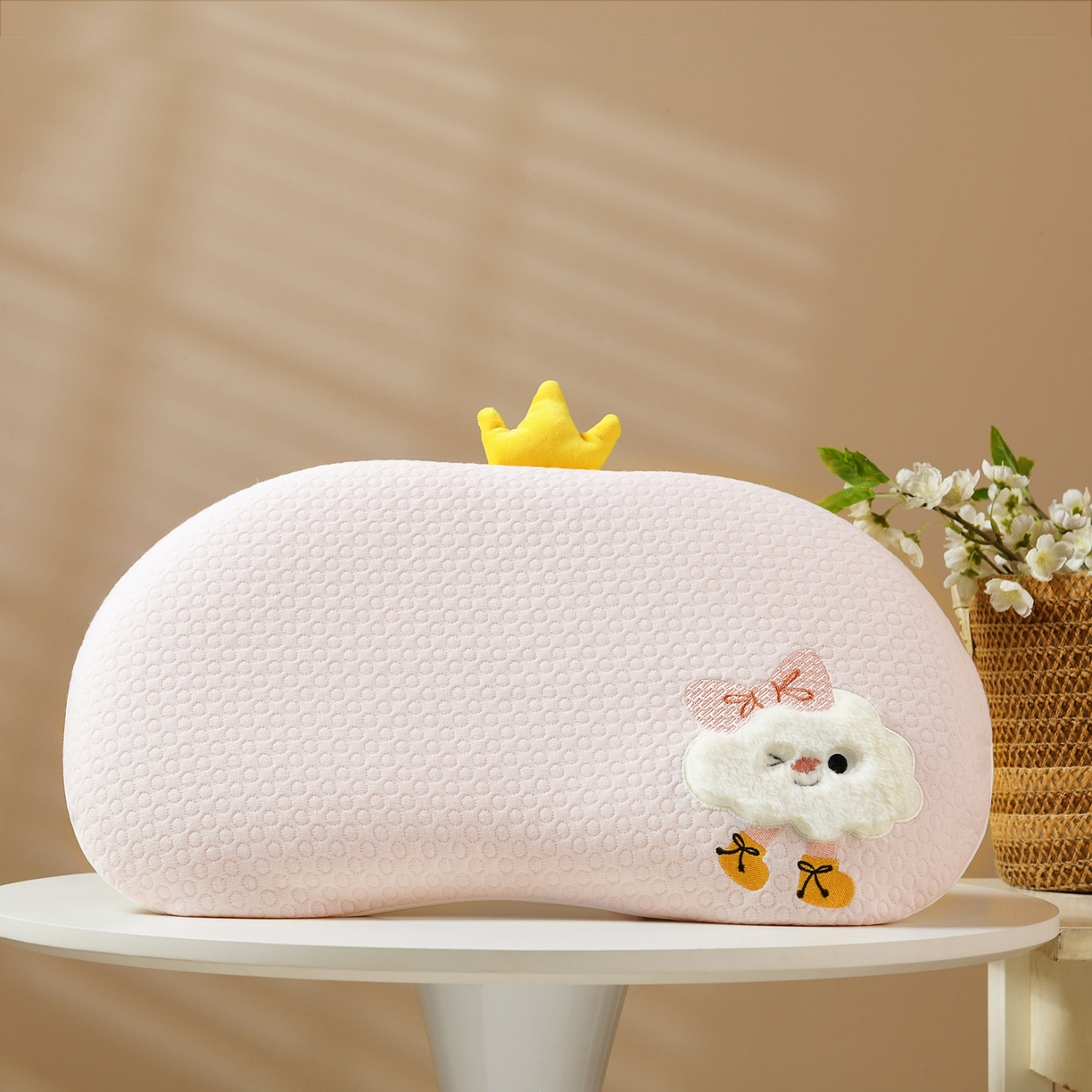 91家纺网 家纺一手货源 找家纺 （总）小猫派 2025新款贴布绣豌豆儿童枕枕头枕芯