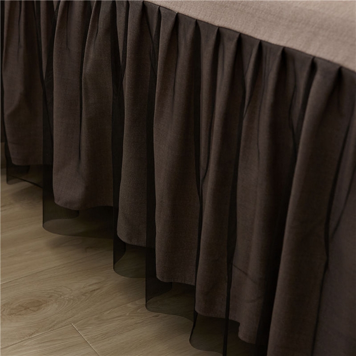 91家纺网 家纺一手货源 找家纺 后庭寝室 2025新款纯色磨毛黑蕾丝四件套-秘密花园 秘密花园-耀沙卡其