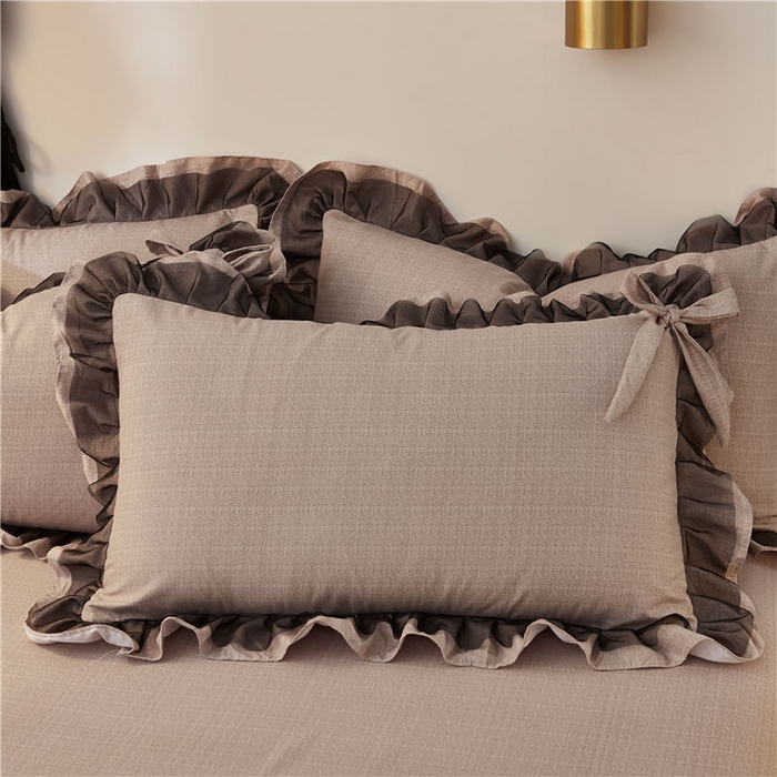 91家纺网 家纺一手货源 找家纺 后庭寝室 2025新款纯色磨毛黑蕾丝四件套-秘密花园 秘密花园-耀沙卡其