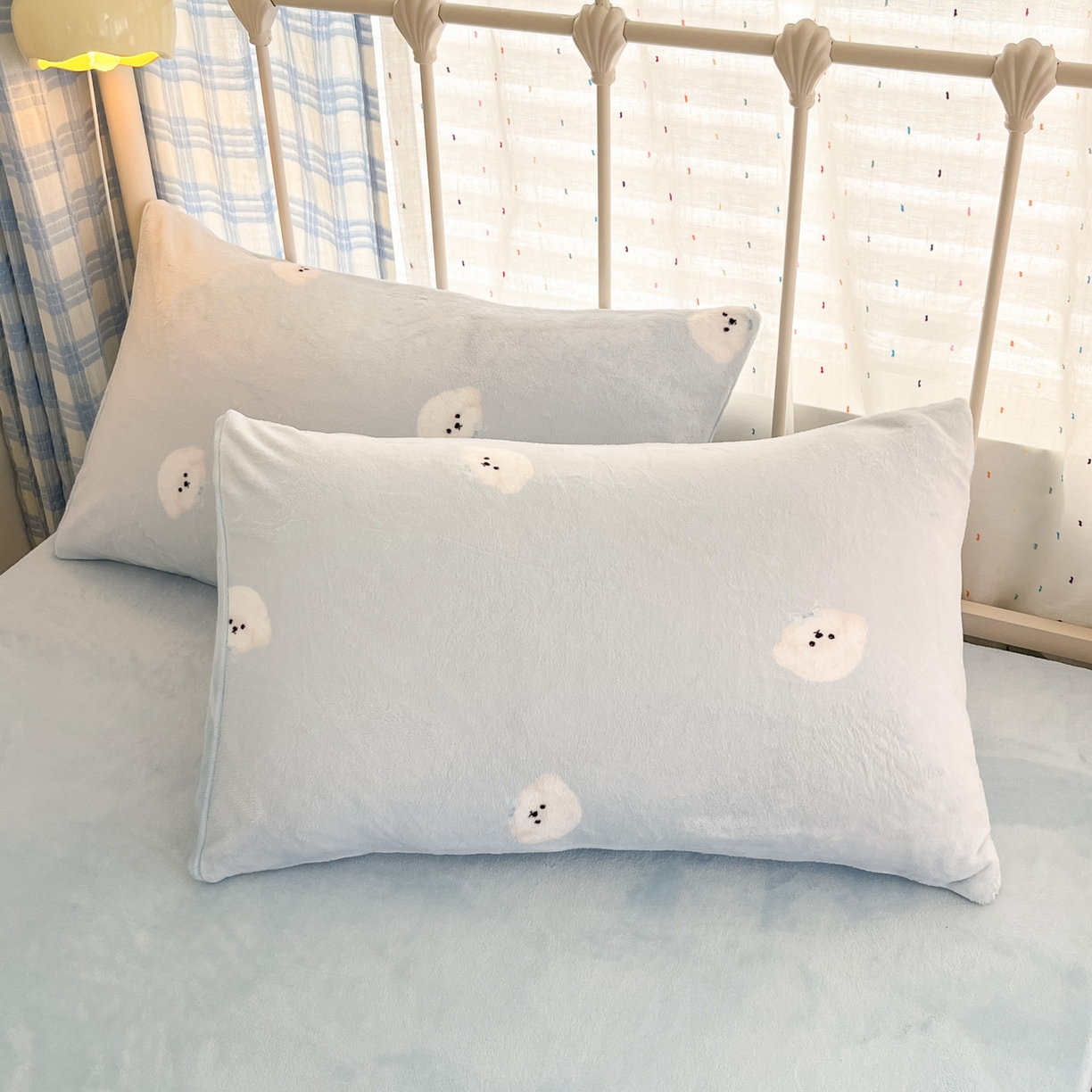 91家纺网 家纺一手货源 找家纺 贝扬思家纺 2025新款软fufu加厚保暖可爱系牛奶绒宿舍床套件系列（小红书推荐）（提供买家秀） 绒绒小狗-蓝