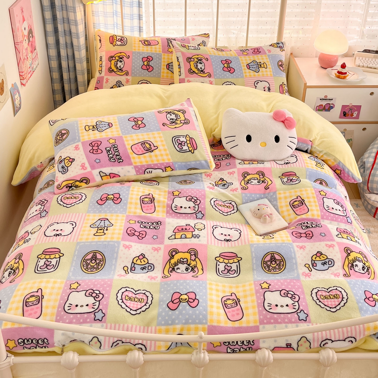 91家纺网 家纺一手货源 找家纺 贝扬思家纺 2025新款软fufu加厚保暖可爱系牛奶绒宿舍床套件系列（小红书推荐）（提供买家秀） 少女心