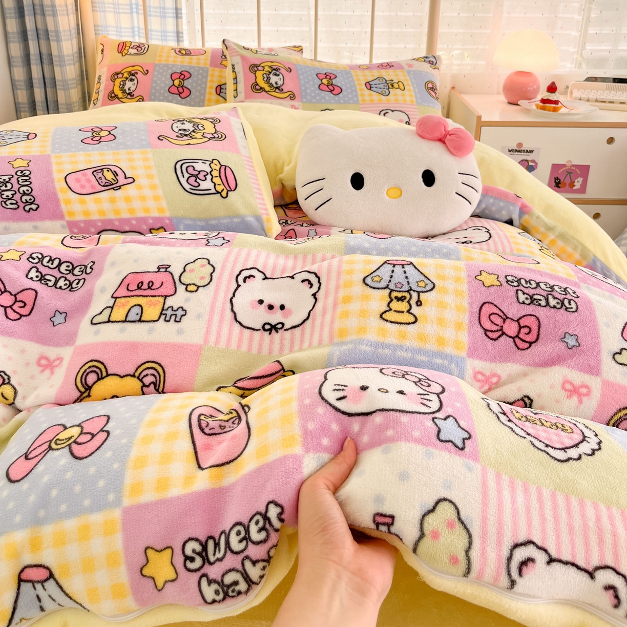 91家纺网 家纺一手货源 找家纺 贝扬思家纺 2025新款软fufu加厚保暖可爱系牛奶绒宿舍床套件系列（小红书推荐）（提供买家秀） 少女心