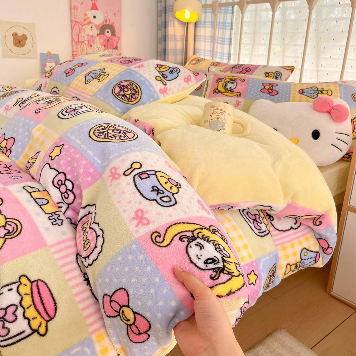 91家纺网 家纺一手货源 找家纺 贝扬思家纺 2025新款软fufu加厚保暖可爱系牛奶绒宿舍床套件系列（小红书推荐）（提供买家秀） 少女心