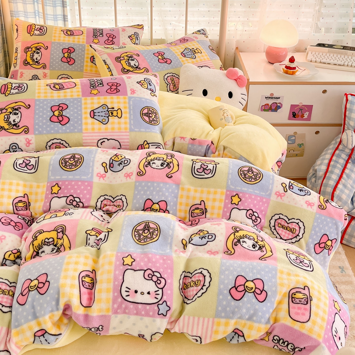 91家纺网 家纺一手货源 找家纺 贝扬思家纺 2025新款软fufu加厚保暖可爱系牛奶绒宿舍床套件系列（小红书推荐）（提供买家秀） 少女心